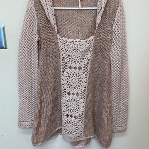 Free People Chunky Oversize Sweater Knit with Hoodie in Sz Medium